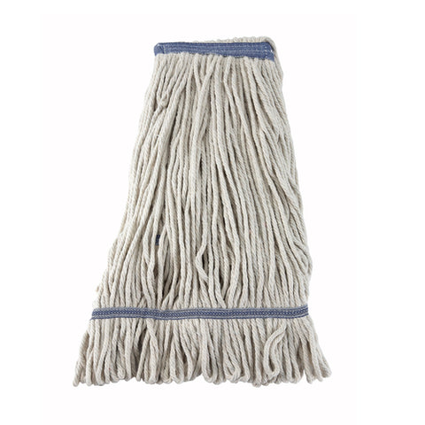 Winco MOP-24W Premium Cotton-Poly Blend Looped End Wet Mop Head, White, 24 oz