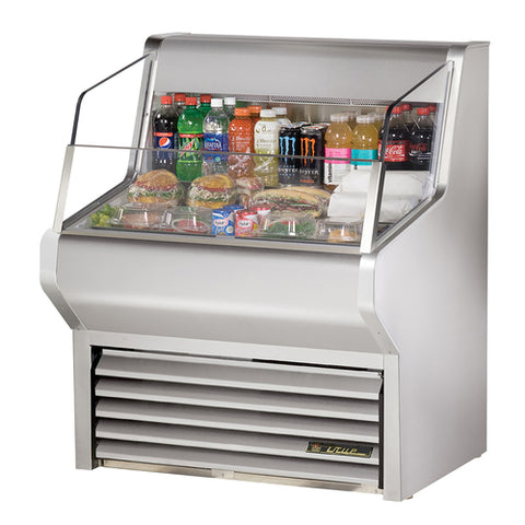 True THAC-36-S-HC-LD 36" Horizontal Air Curtain Refrigerated Merchandiser, Stainless Steel, LED Lighting