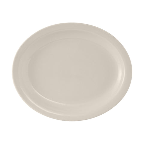 Tuxton China TNR-014 Nevada 13-1/4" x 10-1/2" Oval Platter, American White/Eggshell