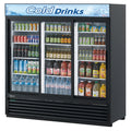 TGM-69RB-N Turbo Air 78" Black 3-Section Glass Door Merchandiser w/ Sliding Doors-Turbo Air