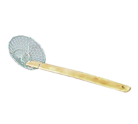 Town Food Service 42604 4" Stainless Steel Coarse Mesh Skimmer with Bamboo Handle