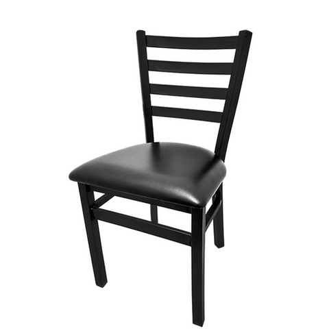 SL2160P Oak Street Black Dining Chair w/ Metal Ladder Back & Steel Tubing