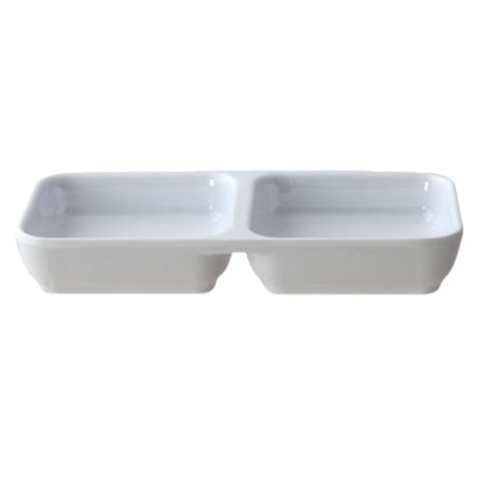 19002WT Thunder Group Sauce Dish, 2-compartment, 4 oz.