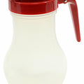 PP410RE Tablecraft 10 Oz. Polypropylene Teardrop Syrup Dispenser w/ Red ABS Top-Tablecraft Products