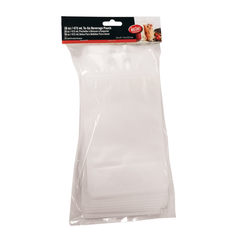 TableCraft Products 10884 16 oz To-Go Beverage Pouch, Polyethylene, 50/Pack