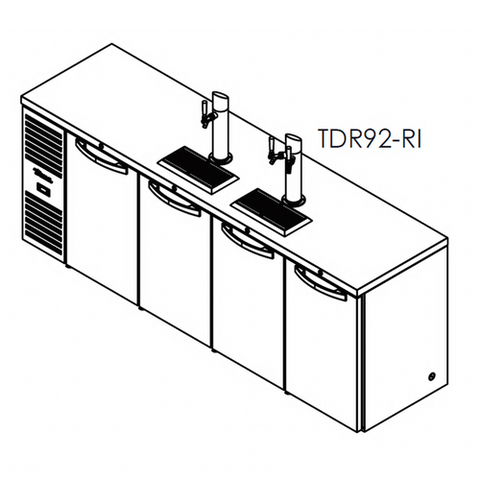 TDR92-RI True Mfg. – Premier Bar Refrigerated Draft Bar Cooler, four-section, 92"W