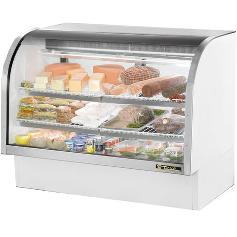 True Manufacturing TCGG-60-HC-LD 60-1/4" Curved Glass Refrigerated Deli Case with LED Lighting