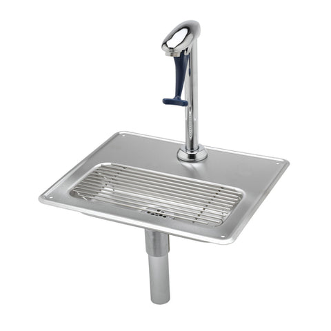 B-1230 T&S Brass Water Station w/ Pedestal Glass Filler,S/S Drip Pan,1/4" Tailpiece & 1-1/4" Drain