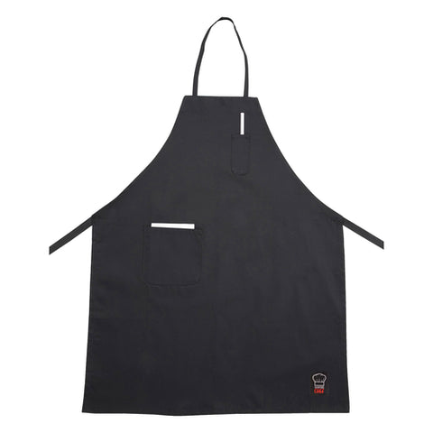 BA-PBK Winco Black Full-Length Bib Apron w/ Pocket