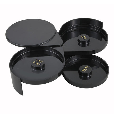 Winco GR-3 3-Tier Glass Rimmer - Black Plastic, NSF Listed