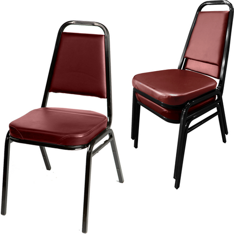 SL2082-WINE Oak Street Wine Vinyl Stacking Chair w/ Tapered Square Back