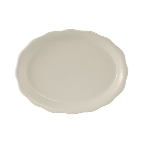 Tuxton China TSC-014 Shell 12-5/8" x 9-3/8" Eggshell Scalloped Edge Oval China Platter