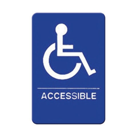 Winco SGNB-653B Handicap Accessible Information Sign with Braille, 6" x 9\" Blue
