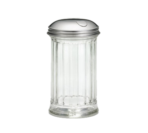 Tablecraft Products 57S 12 oz Fluted Glass Sugar Pourer with Stainless Steel Side Flap Top