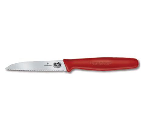 5.0431.S  Victorinox Sheep's Foot 3-1/4" Wavy Edge Paring Knife w/ Small Black Nylon Handle