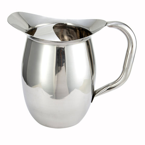 Winco WPB-2C 2 Qt Stainless Steel Bell Pitcher with Ice Guard