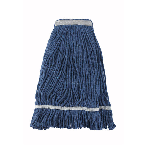 Winco MOP-24 Premium Cotton-Poly Blend Looped End Wet Mop Head, Blue, 24 oz