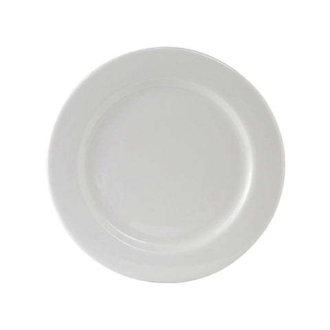 Tuxton China ALA-120 Alaska 12" Porcelain White Wide-Rim Rolled Edge Dinner Plate