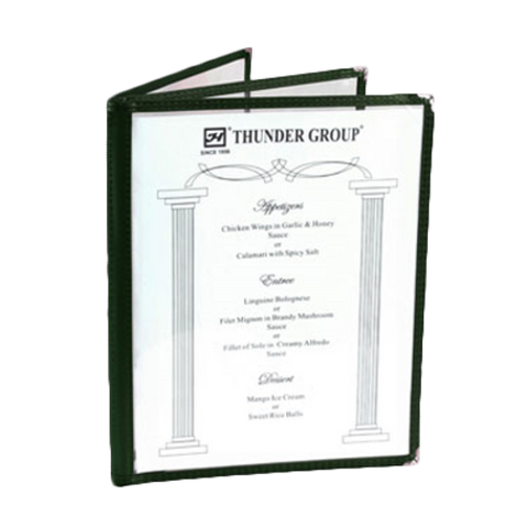 Thunder Group PLMENU-L3GR 3-Page Book Fold Menu Cover, 8-1/2 x 11, Green