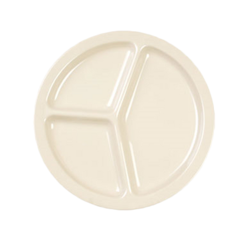 Thunder Group NS702T Nustone Tan 10" 3-Compartment Melamine Plate (12/Pack)