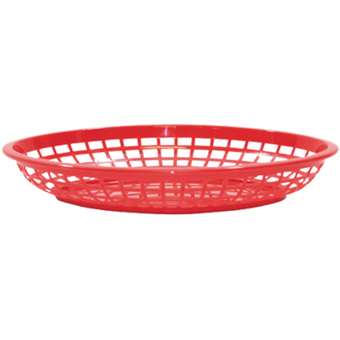 1084R Tablecraft 11 3/4" x 8 7/8" x 1-7/8" Red Oval Jumbo Basket