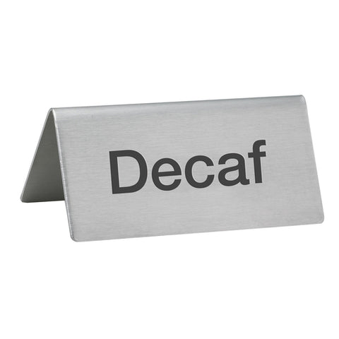 Winco SGN-102 Stainless Steel Decaf Beverage Tent Sign