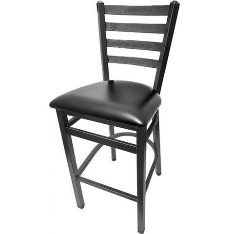 SL2301SV Oak Street Silver Vein Bar Stool w/ Foot Rest & Metal Ladder Back-OAK STREET MANUFACTURING