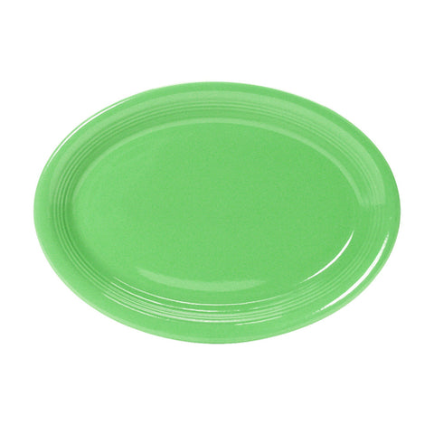 Tuxton China CTH-1352 Concentrix Ceramic Cilantro Oval Platter 13-1/2" x 9-3/4"