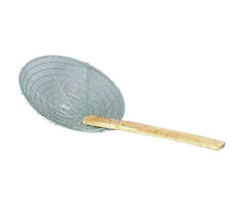 Town Equipment 42512 12" Fine Mesh Stainless Steel Round Skimmer with Bamboo Handle
