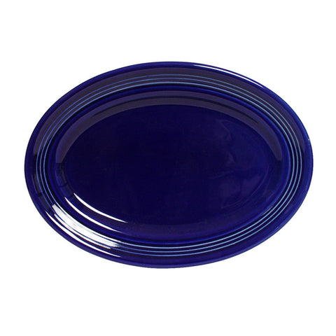 Tuxton China CCH-136 Concentrix 13-3/4" x 10-1/2" Cobalt Oval China Platter