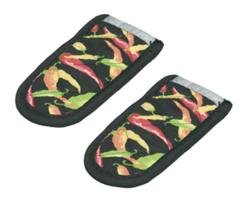 Lodge 2HHMC2 Hot Handle Mitt Set with Multi-Color Pepper Print on Black, Set of 2