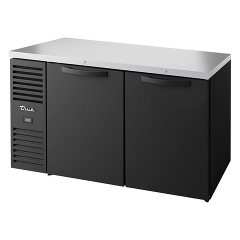True TBR60-RISZ1-L-B-SS-1 60" Black Solid Door Back Bar Refrigerator with LED Lighting