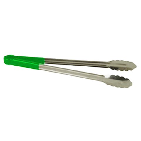 Thunder Group SLTG810G 10" Stainless Steel Utility Tongs, Green