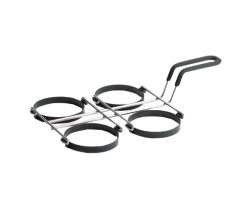1240 Tablecraft Four 4" Black Non-Stick Egg Rings w/ Handle-Tablecraft Products
