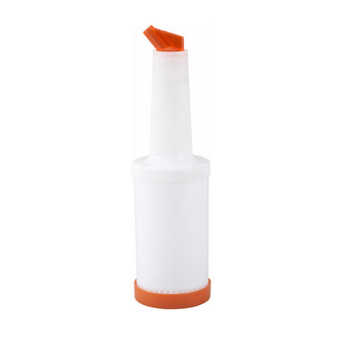 Winco PPB-2O 2 Qt Liquor and Juice Multi-Pour Bottle with Orange Spout and Lid