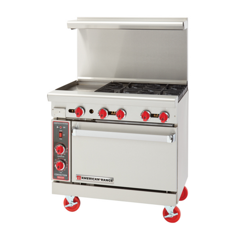 American Range AR-12G-4B 36 in 4-Burner Gas Range with 12 in Griddle and Standard Oven