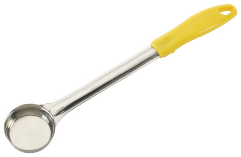 Winco FPS-1 1 oz Solid Stainless Steel Food Portioner with Yellow Handle
