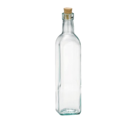 Tablecraft 616 16 oz. Prima Green Tinted Glass Olive Oil Bottle with Cork Stopper