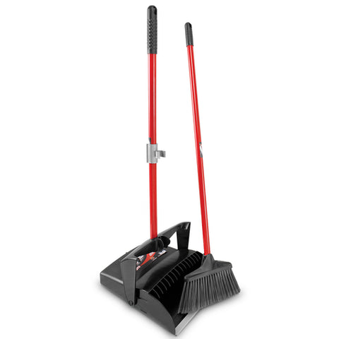 Libman Commercial 1194002 Deluxe 10 in. Lobby Broom and Open-Lid Dust Pan Set with Rubber Lip