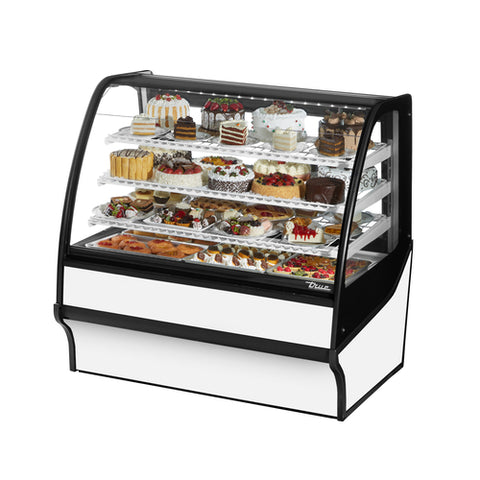 True Mfg. TDM-R-48-GE/GE-W-W 48" Curved Glass Refrigerated Bakery Display Merchandiser