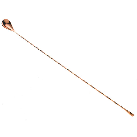 Mercer Culinary Barfly M37014CP 19 5/8" Copper Plated Classic Bar Spoon with Weighted Teardrop End