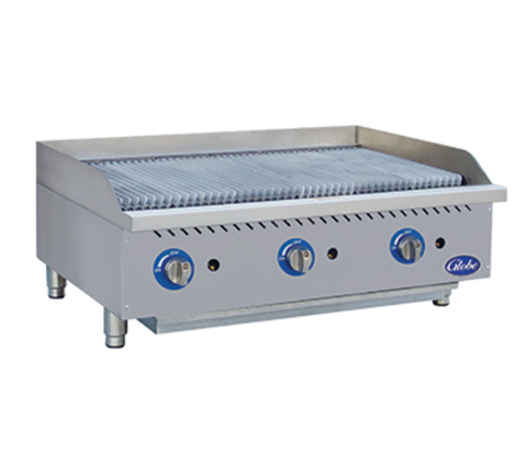 Globe GCB36G-CR 36 in Countertop Gas Charbroiler with Cast Iron Radiants