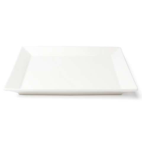 Browne USA Foodservice 5630193 10" Square Wide Rim White Porcelain Plate