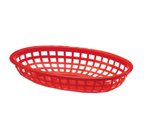 Tablecraft Products 1074R Red Oval Classic Plastic Serving Basket
