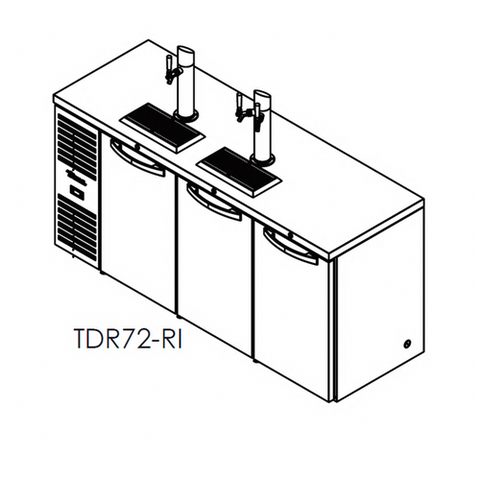 TDR72-RI True Mfg. – Premier Bar Refrigerated Draft Bar Cooler, three-section, 72"W