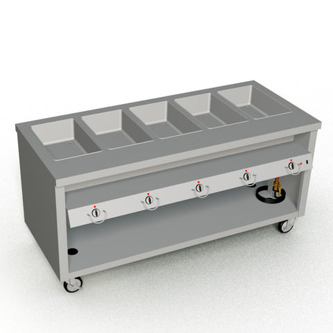 Duke Manufacturing TEHF-74SS Mobile Electric Hot Food Serving Counter, 5 Wells, 74 in