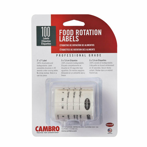 Cambro 23SL StoreSafe Dissolvable Food Rotation Labels, 3" x 2\" Roll of 100
