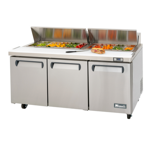 C-SP72-18-HC Migali 72" 3 Door Refrigerated Sandwich Prep Table