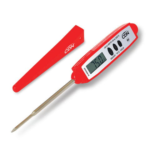 CDN DT450X-R ProAccurate Waterproof Digital Pocket Thermometer, Red