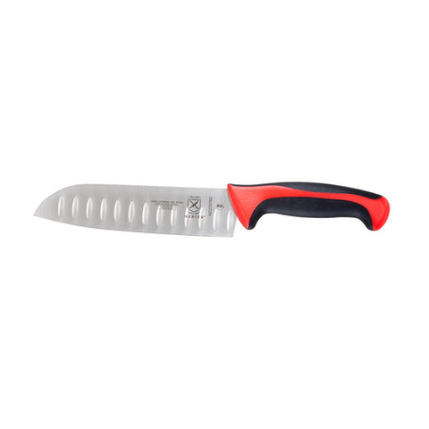 Mercer Culinary M22707RD Millennia Colors 7" Granton Edge Santoku Knife with Red Handle